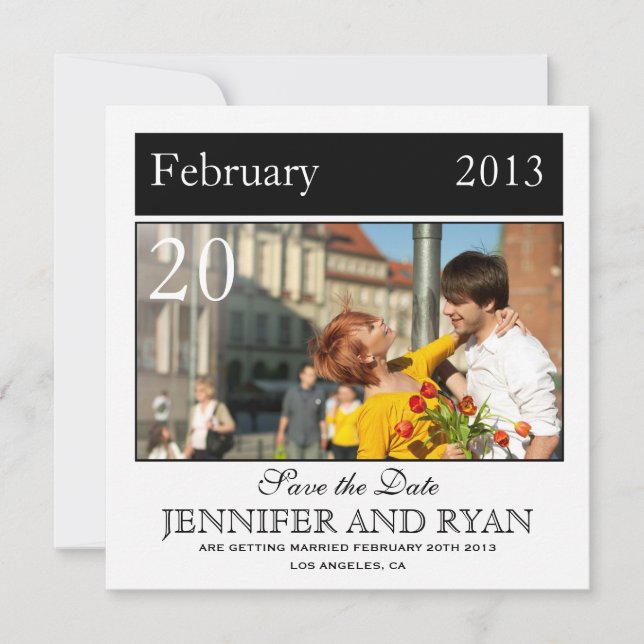 Reserve A Data Salvar data clássico preto com foto (Frente)