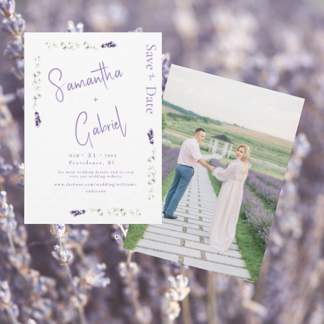 Reserve A Data Salvar data com foto floral de lavanda (Criador carregado)