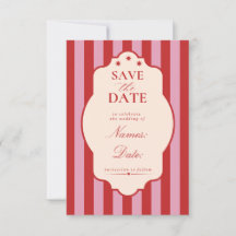 Salvar data de casamento com listras vermelhas e r