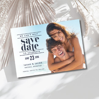 Reserve A Data Salvar data de casamento de praia com foto moderna
