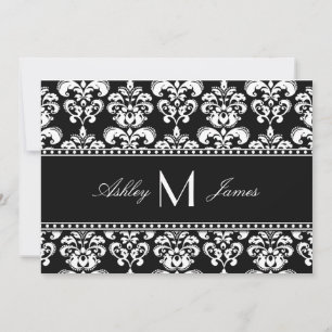 Reserve A Data Salvar data de casamento em damasco preto e branco