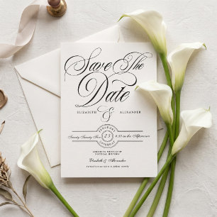 Reserve A Data Salvar data de casamento formal com caligrafia ele