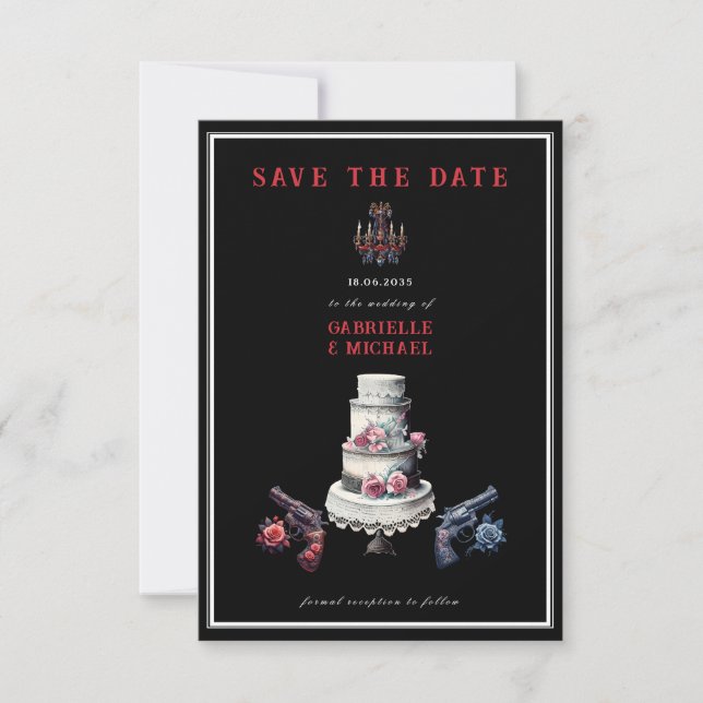 Reserve A Data Salvar Data de Casamento Gótico Alternativo Ociden (Frente)