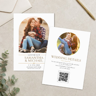 Reserve A Data Salvar Data de Casamento Minimalista com Arco e Fo