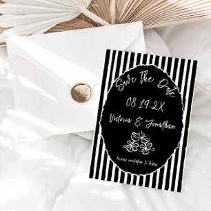Reserve A Data Salvar data de casamento simples preto e branco