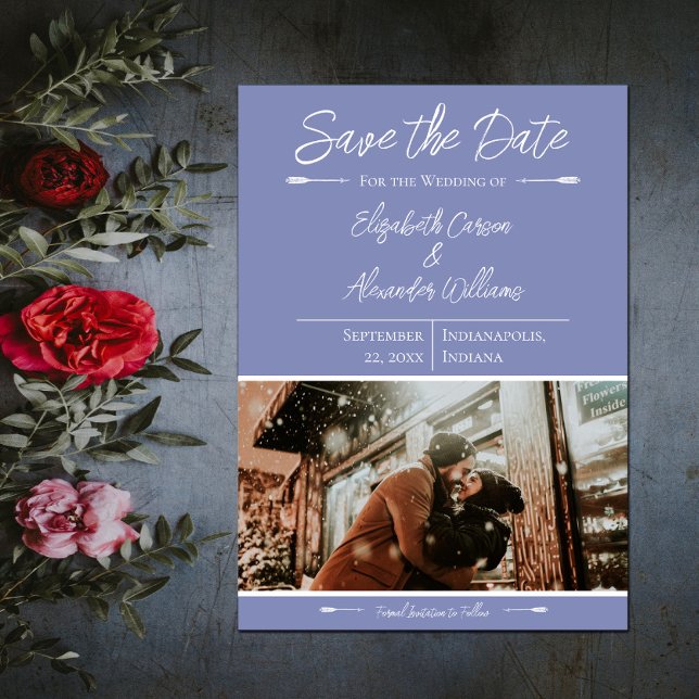 Reserve A Data Salvar Data de Foto Moderna | Periwinkle (Modern Photo Save the Date - Periwinkle)