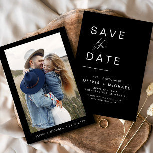 Reserve A Data Salvar data do casamento preto minimalista com fot