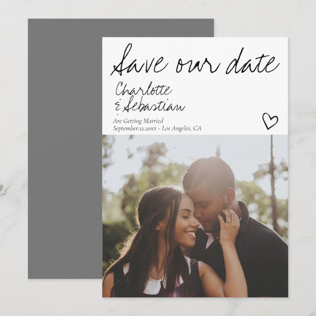 Reserve A Data Salvar nossa foto personalizada manuscrita (Frente/Verso)