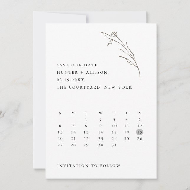 Reserve A Data Salvar O Calendário De Data (Frente)