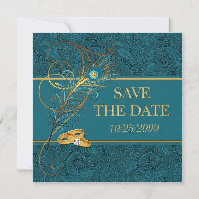 Reserve A Data Salvar o casamento da cerceta do pavão da data com (Frente)
