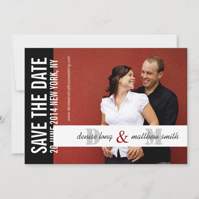 Reserve A Data Salvar o site de fotos de monogramas de data (Frente)