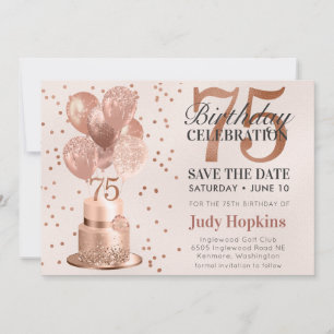Reserve A Data Salve A Data 75º Aniversário Bolo Dourado Rosa