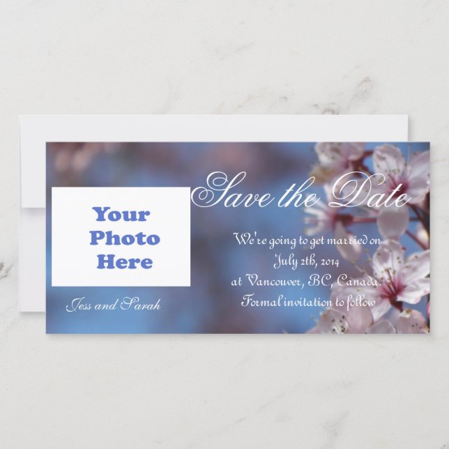 Reserve A Data salve a data, cereja floresce (Frente)