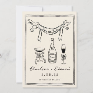 Reserve A Data Salve a data com letra manuscrita funky desenhada 