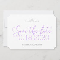 Salve a Data com Monograma Minimalista Lilás Roxo 