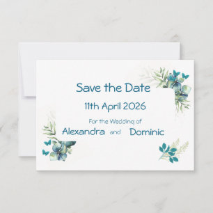 Reserve A Data Salve a Data com motivo Floral e Borboleta