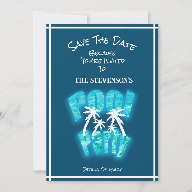 Reserve A Data Salve a data da festa de diversão da Piscina Azul (Frente)