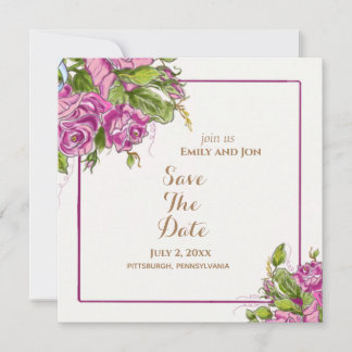 Reserve A Data Salve a data da placa de roscas rosa-aquarela lega