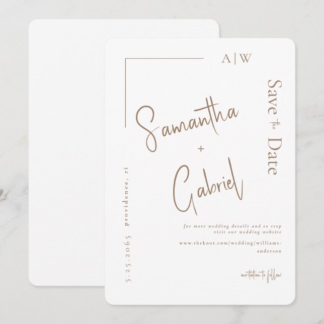 Reserve A Data Salve a Data de Casamento Contemporâneo Branco (Frente/Verso)
