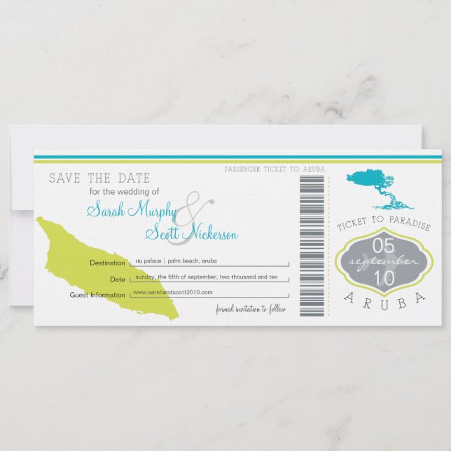 Reserve A Data Salve a Data de Embarque em Aruba (Frente)