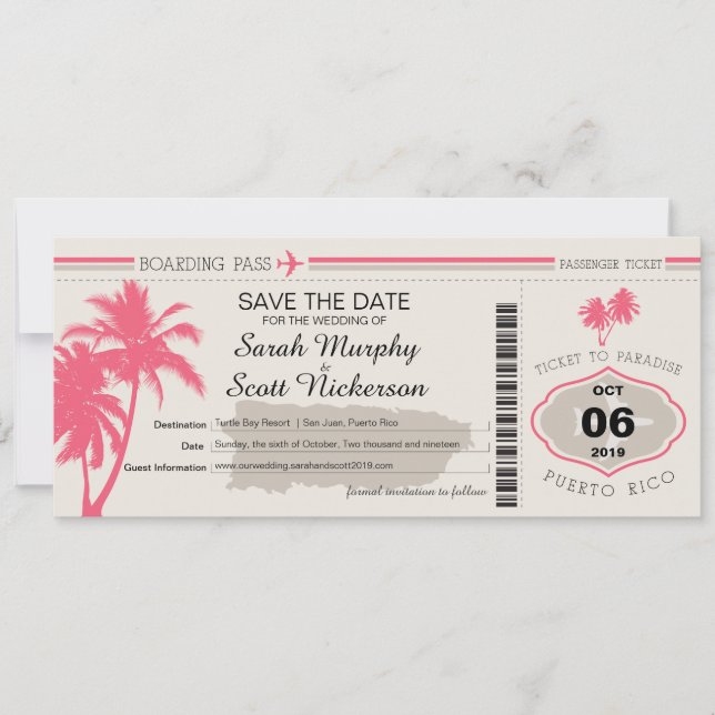 Reserve A Data Salve a data de embarque em Porto Rico (Frente)