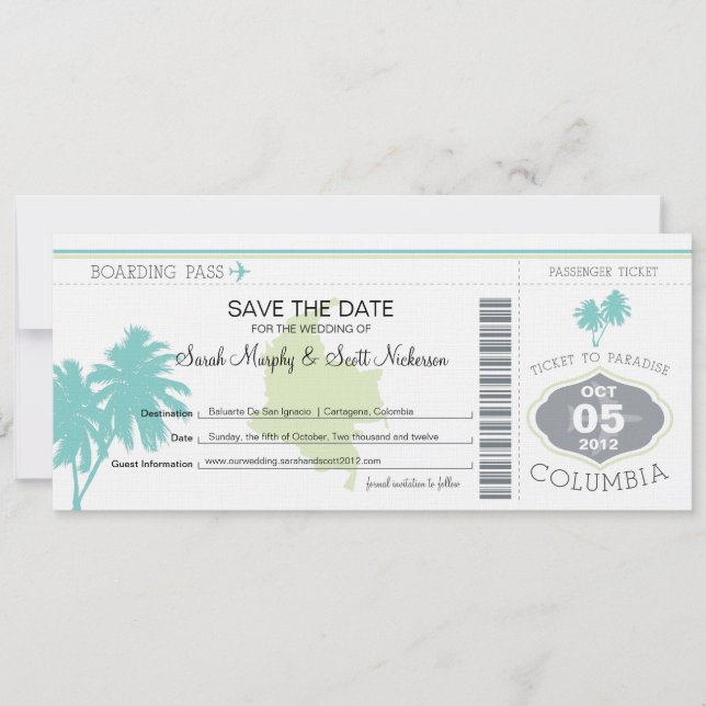 Reserve A Data Salve a Data de Embarque na Colômbia (Frente)