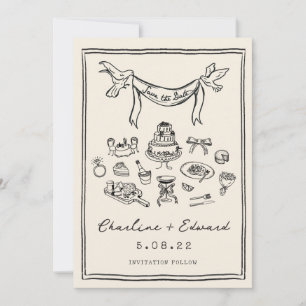 Reserve A Data Salve a data de letra manuscrita funky desenhada à