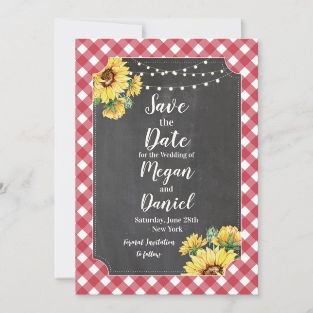 Reserve A Data Salve A Data Do Casamento Flor De Girassol Vermelh (Frente)