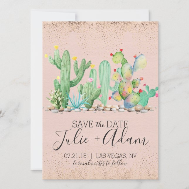 Reserve A Data Salve a Data do Casamento no Cacto Glam (Frente)