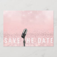 Salve A Data Do Microfone Glitter Rosa De Lâmpada 