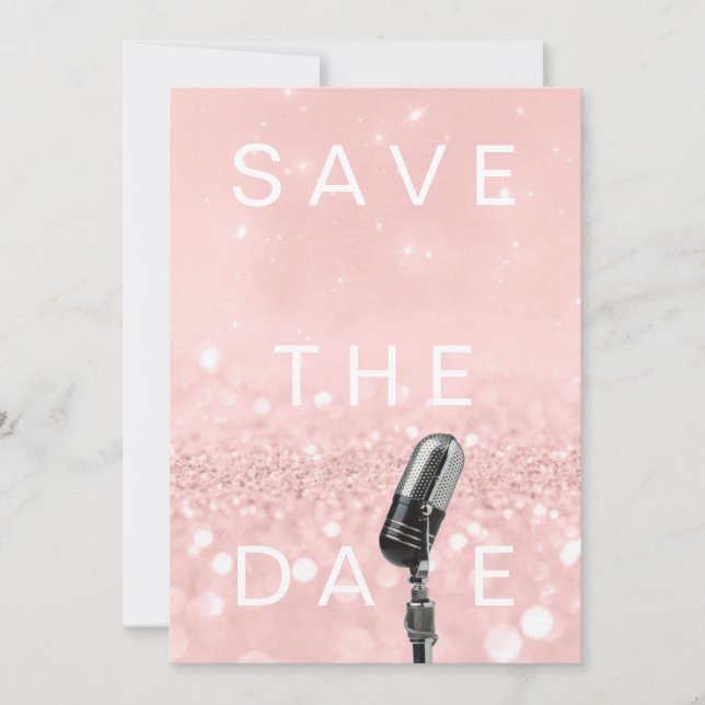 Reserve A Data Salve A Data Do Microfone Glitter Rosa De Lâmpada  (Frente)