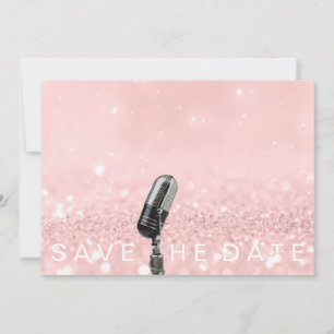 Reserve A Data Salve A Data Do Microfone Glitter Rosa De Lâmpada