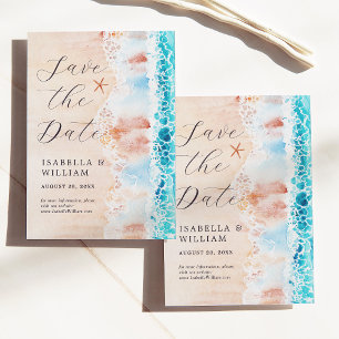 Reserve A Data Salve A Data Elegante Pintura De Praia Aquarela