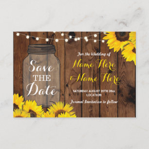Reserve A Data Salve A Data Em Que Rustic Jar Wood Sunflower Conv