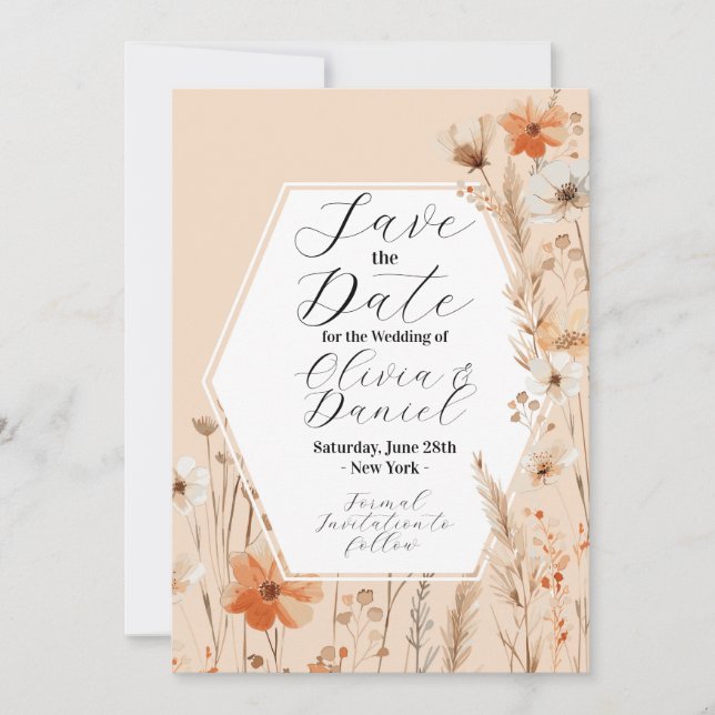 Reserve A Data Salve a Data Floral Boho Flores Boêmio (Frente)