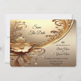 Reserve A Data Salve a Data Floral Dourada Ornamentada