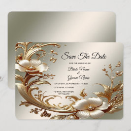 Reserve A Data Salve a Data Floral Dourado