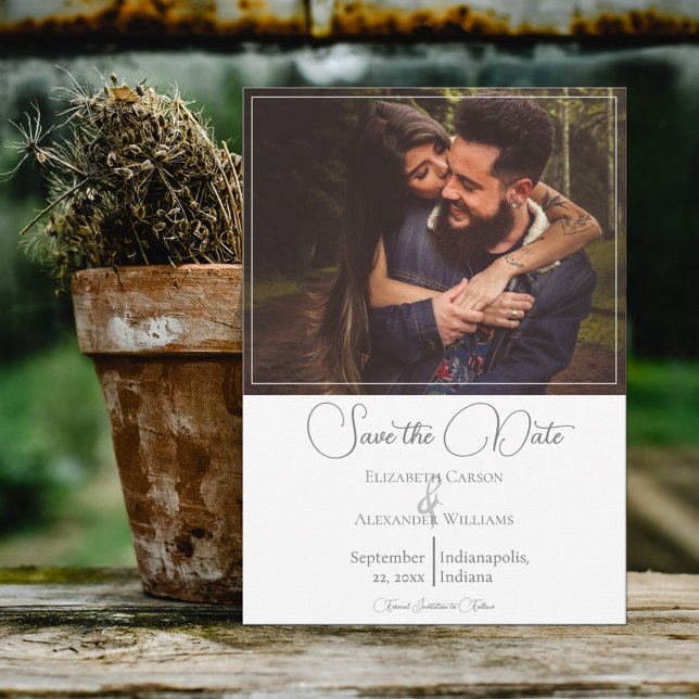 Reserve A Data Salve a Data Foto Moderno Branco (Criador carregado)