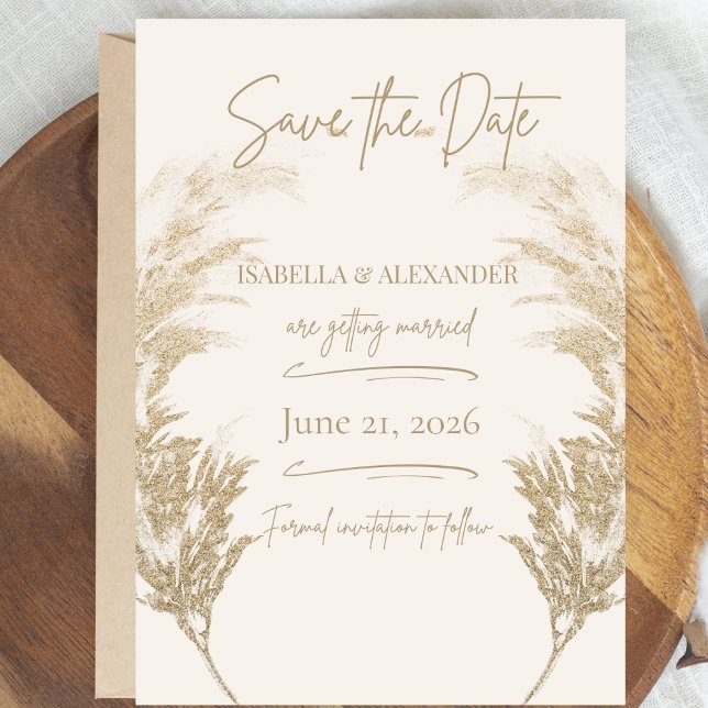Reserve A Data Salve a Data Grama das Pampas (Pampas Grass Save the Date)