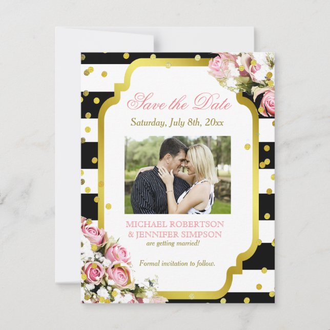 Reserve A Data Salve a Data Inserir Confetes Rosas Respiro de Beb (Frente)