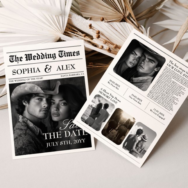 Reserve A Data Salve a Data Jornais Casamento Ocidental (Save The Date Newspapers Western Wedding )