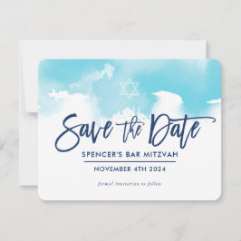 Reserve A Data SALVE A DATA MITZVAH aquarela azul aqua moderna