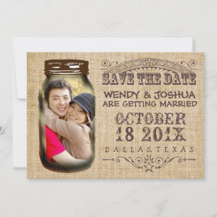 Reserve A Data Salve A Data Pote De Pedra Juta Rústico Casamento