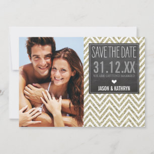 Reserve A Data SALVE A DATA quadro-negro chevron brilho dourado a