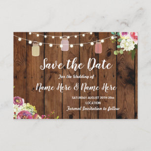 Reserve A Data Salve A Data Rustic Jar Lights Wood Floral Invite