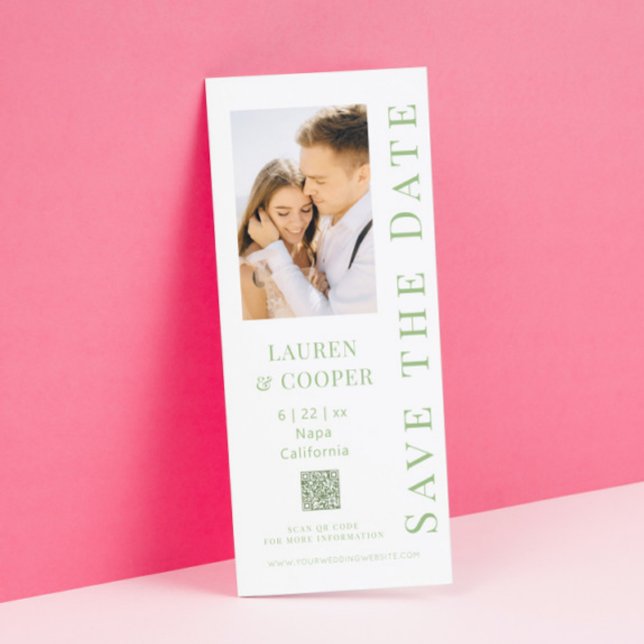 Reserve A Data Salve a Data Sage Verde Código QR Casamento Modern (Criador carregado)