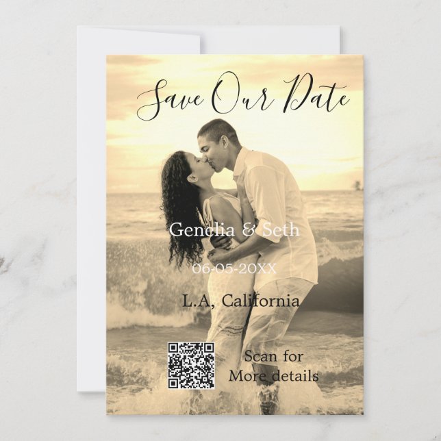 Reserve A Data Salve a data simples código QR mínimo detalhes  (Frente)