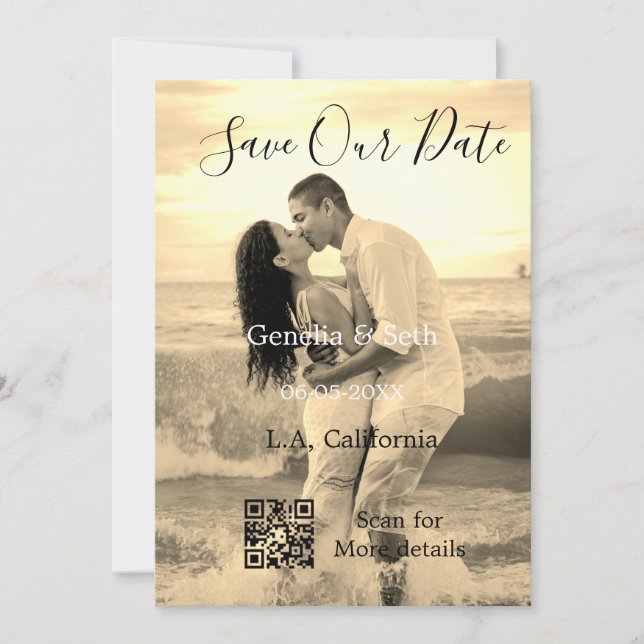 Reserve A Data Salve a data simples código QR mínimo detalhes de  (Frente)