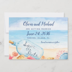 Reserve A Data Salve a mensagem de data em Bottle Beach Wedding A