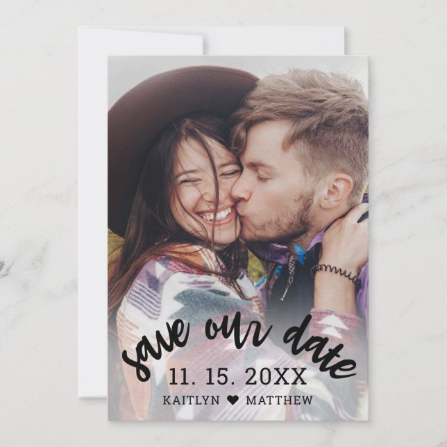 Reserve A Data Salve nossa data Foto moderna casamento de script (Frente)